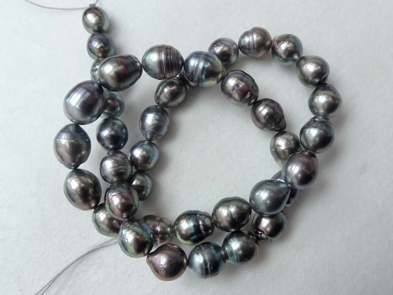 Peacock Color South Sea Tahitian Baroque Pearl Strand 8.6x10.4mm ...