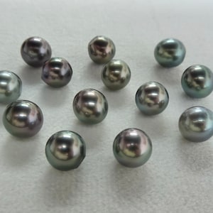 3/4 CUT Tahitian Pearl 8mm-9mm, Round and Drop Shape with Shaved Bottom, Natural Colors, Excellent Luster, Undrilled, Jewelry Making