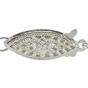 Fishhook Filigree Clasp .925 Sterling Silver - High Quality - Rhodium Plated for Longevity - Closed Jump Rings - For Beading - ONE Piece