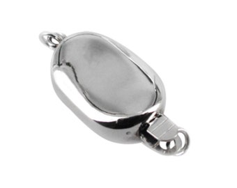Sterling Silber Solid Silber Bean Verschluss für Perlen oder andere Perlenketten 9x14mm Perlen Verschluss Rhodium Beschichtung