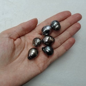 LARGE TAHITIAN PEARL - Natural Color - with Pitting - Baroque Pearl - Dark Color - Large Size 15mm-16mm - 1 Pearl