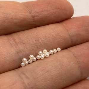 1.75mm-4mm Akoya round pearls Half-drilled Tiny Genuine Pearls jewelry quality Tiny pearls for jewelry making 1 Piece image 3