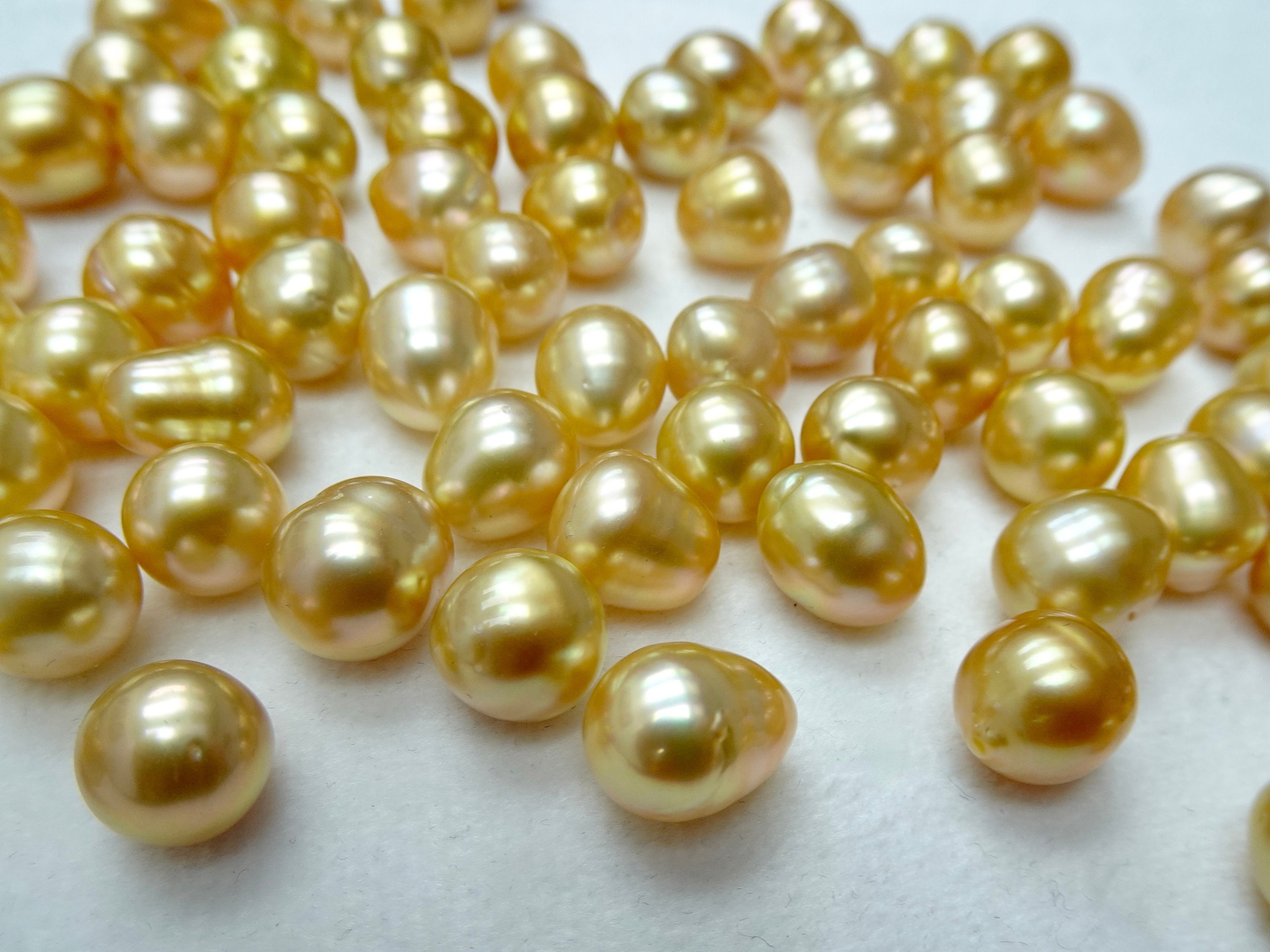 Golden South Sea Pearl Necklace Loose Strand 8mm-10mm Rounds High Luster