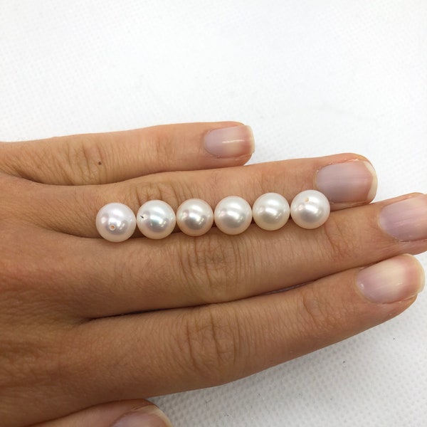 Chinese Freshwater 8-8.5mm Fine Quality White Half-Drilled Pearls  Genuine Pearl Beads