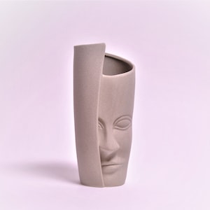 Modern Man Face Ceramic Vase: Abstract Figure Sculpture Planter Pot