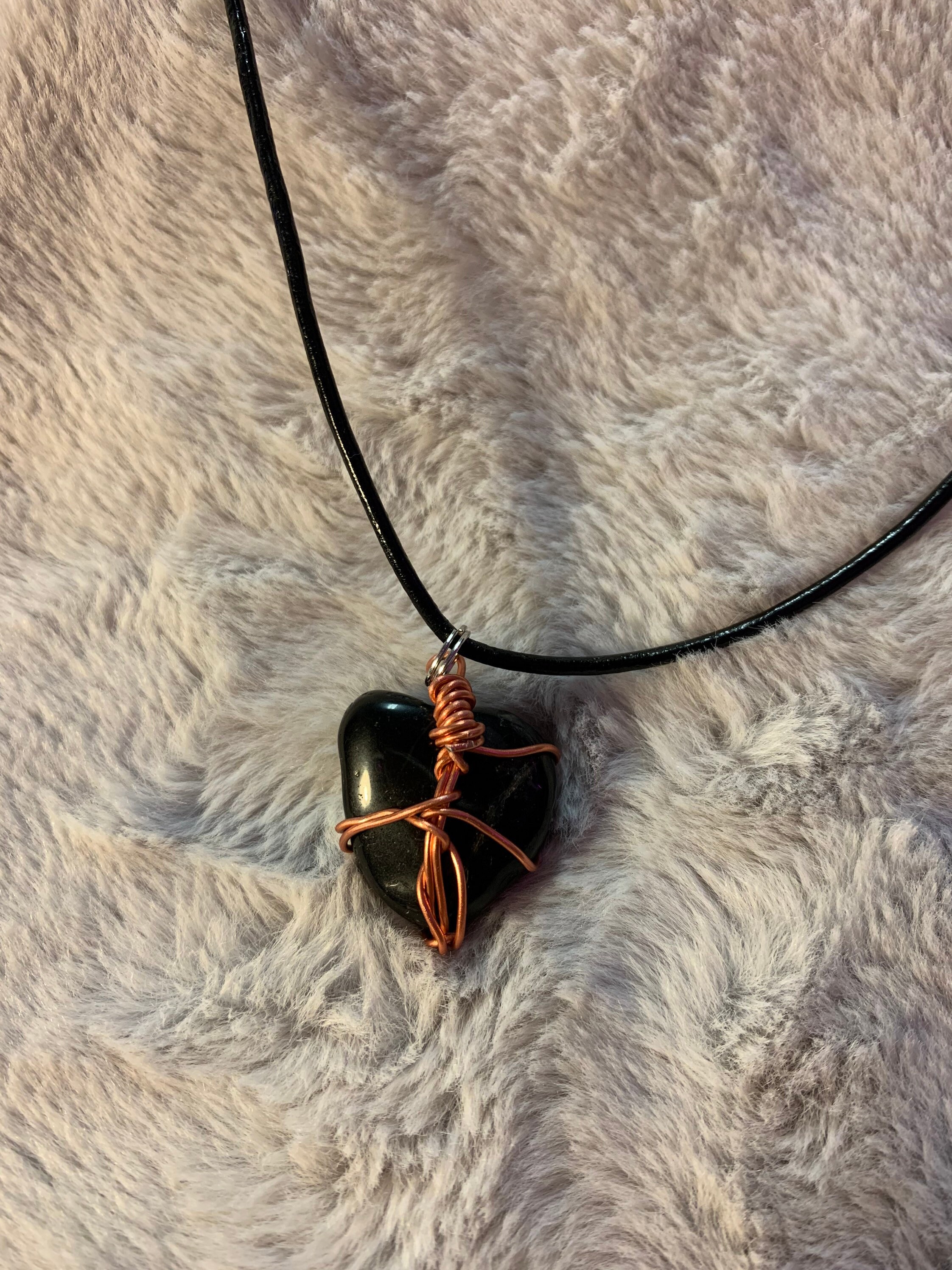 Wire wrapped crystal cord necklace Etsy