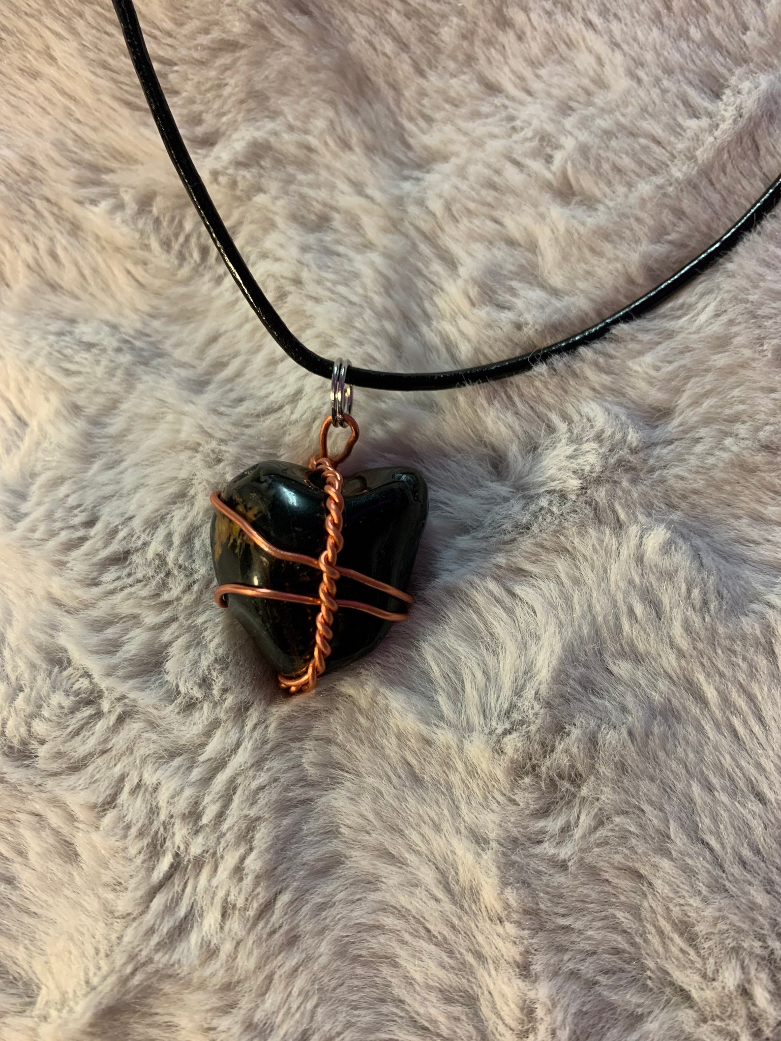 Wire wrapped crystal cord necklace Etsy