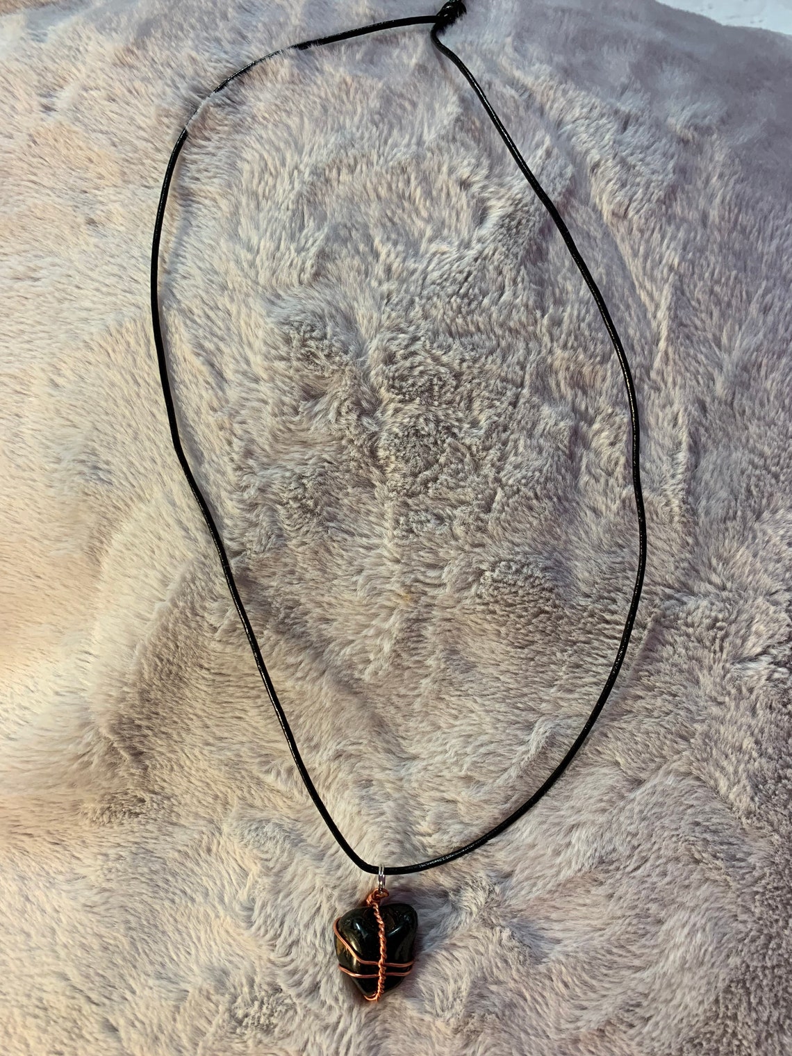 Wire wrapped crystal cord necklace Etsy