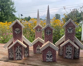 Wood Church/Brick Church/Country Church/Rustic Church/Upcycled Church/Farmhouse Church/Christmas Church/Steeple Church