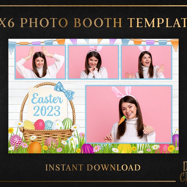 4x6 Easter Photo Booth Template Overlay Frame
