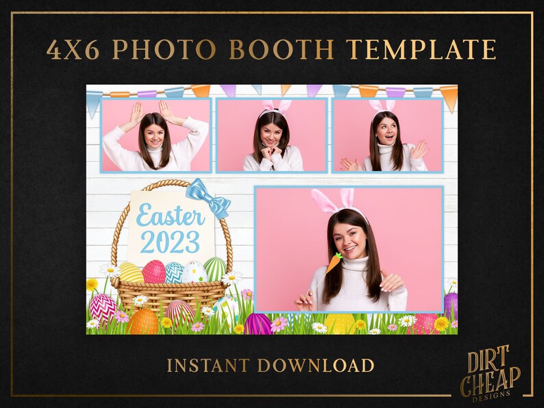 4x6 Easter Photo Booth Template Overlay Frame Etsy