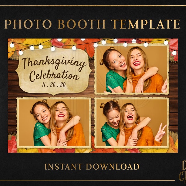 Fall 4x6 Photo Booth Template for Thanksgiving Friendsgiving Festival Wedding Birthday Sweet 16 Quinceañera