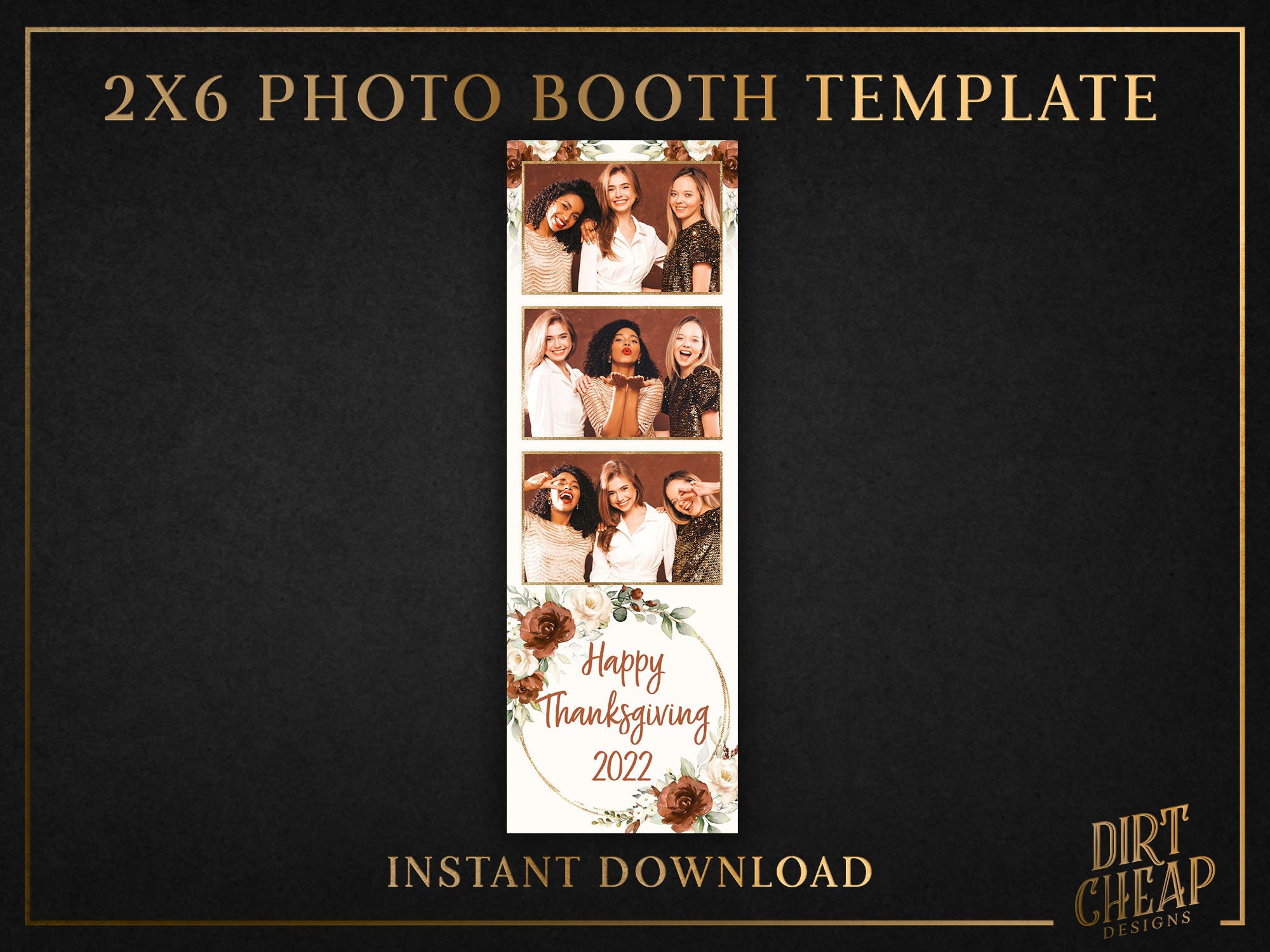 Burnt Orange Rust Terracotta Floral 2x6 Photo Booth Template For Fall burnt-orange-rust-terracotta-floral-2x6-photo-booth-template-for-fall