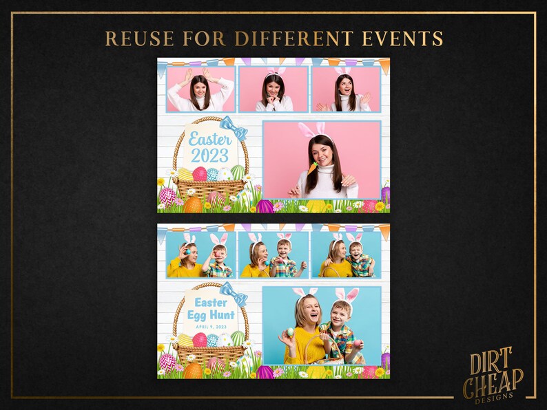 4x6 Easter Photo Booth Template Overlay Frame Etsy