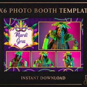 4x6 Photo Booth Template for Mardi Gras