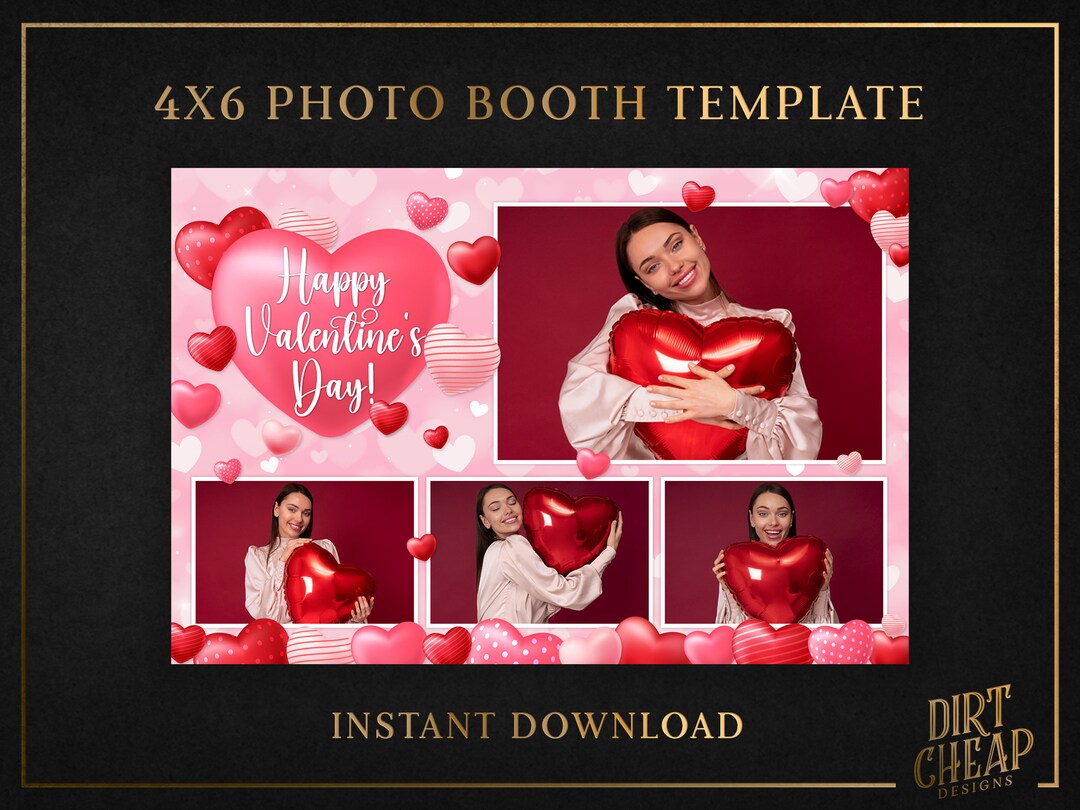 4x6 Valentine's Hearts Photo Booth Template - Etsy
