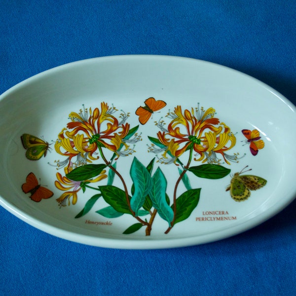 Vintage 1970's Portmeirion Botanic Garden Baker's Dish; Oval Baking Dish with Honeysuckle