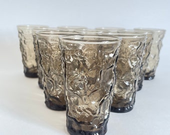 Vintage Anchor Hocking Lido Brown/Smoke Grey Juice Glasses--sold by the pair