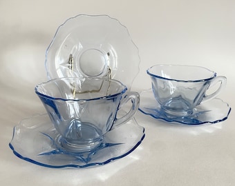 Cambridge 3400 Blue Teacup and Saucer, Separate Saucer--Sold Separately