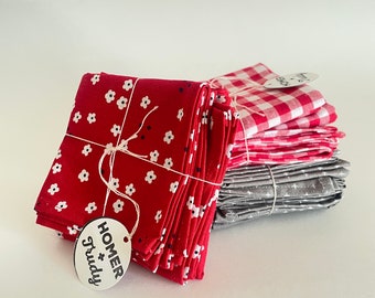 Vintage-Inspired Handmade 100% Cotton Dinner Napkins; Vintage Print Cloth Napkins