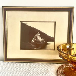 Vintage Black and White Framed Photograph of Rock