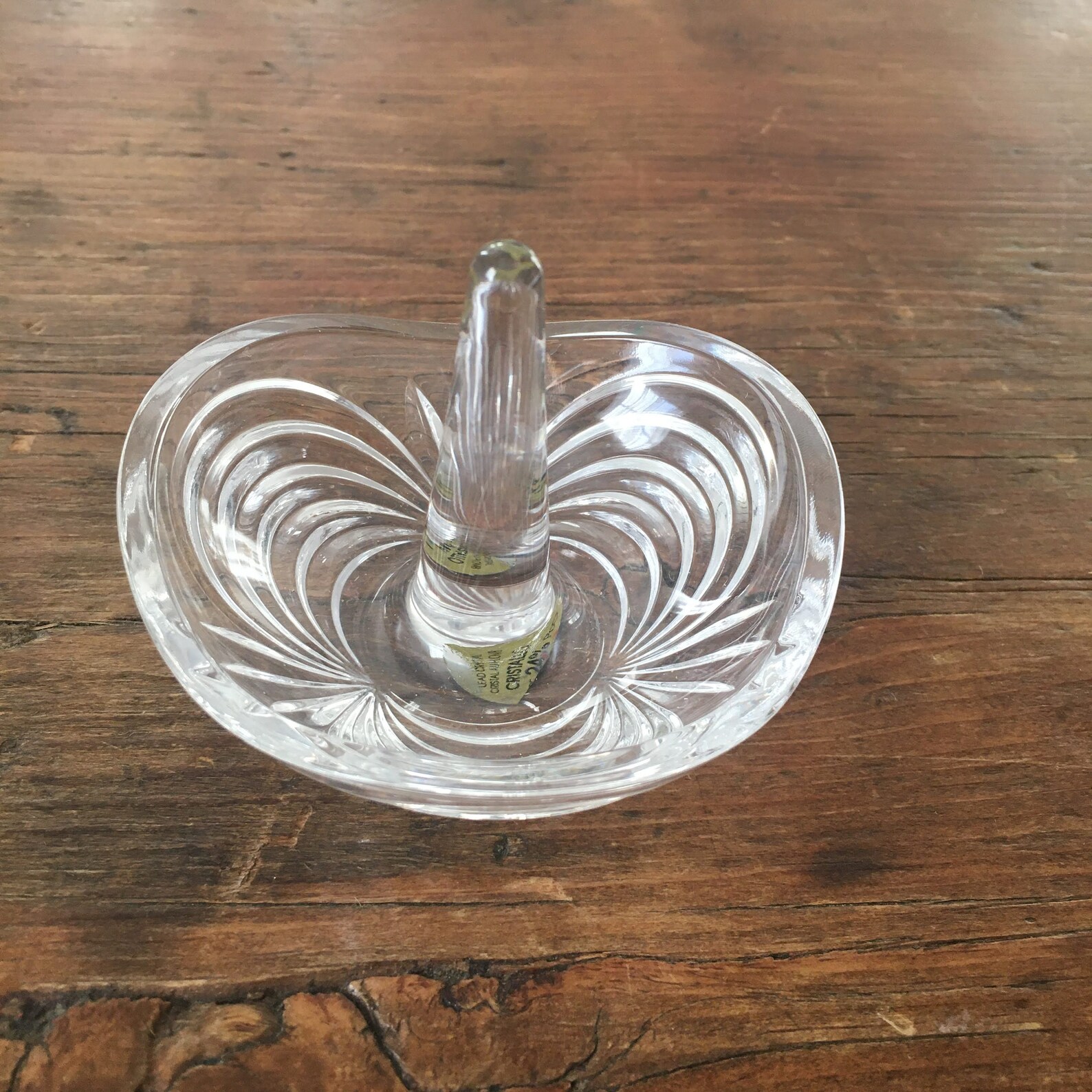 Vintage Clear Lead Crystal Glass Jewelry Ring Holder with Art Etsy