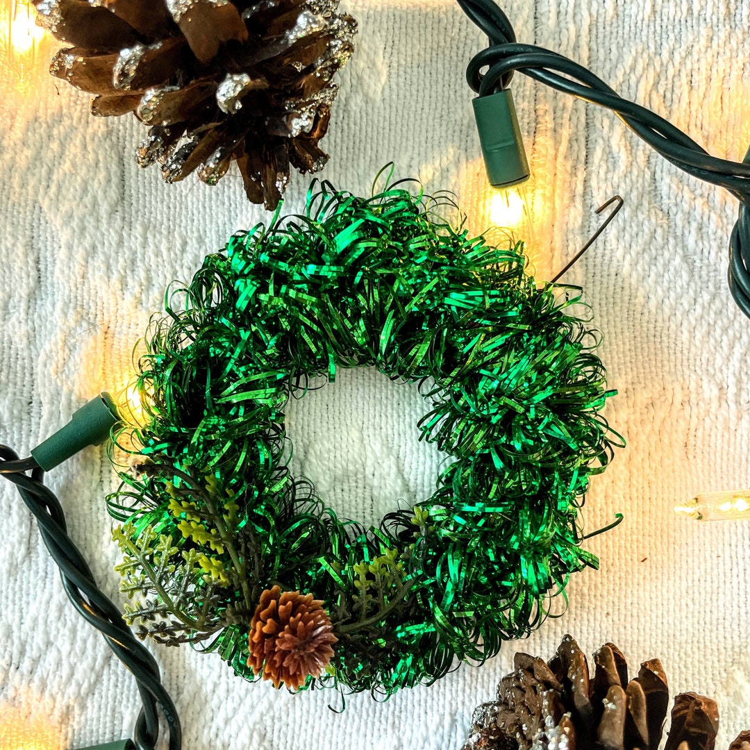 Vintage Tinsel Wreath Christmas Tree Ornament Etsy