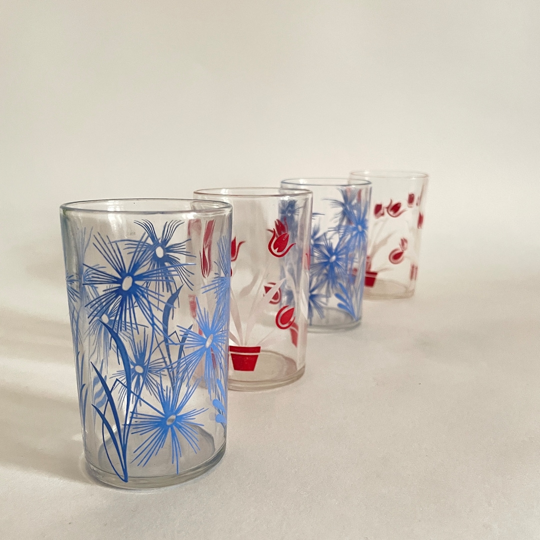 Vintage Kraft Swanky Swig Glasses--sold Individually; Red Tulips and ...