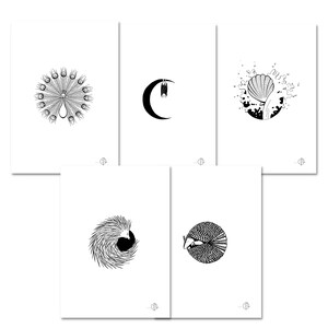 5 cartes postales 10x15 cm - Thème "Animaux" - Design original