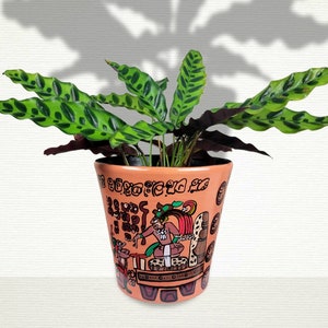 Mayan Plant Pot. Mayan Pottery. Handpainted Pot.