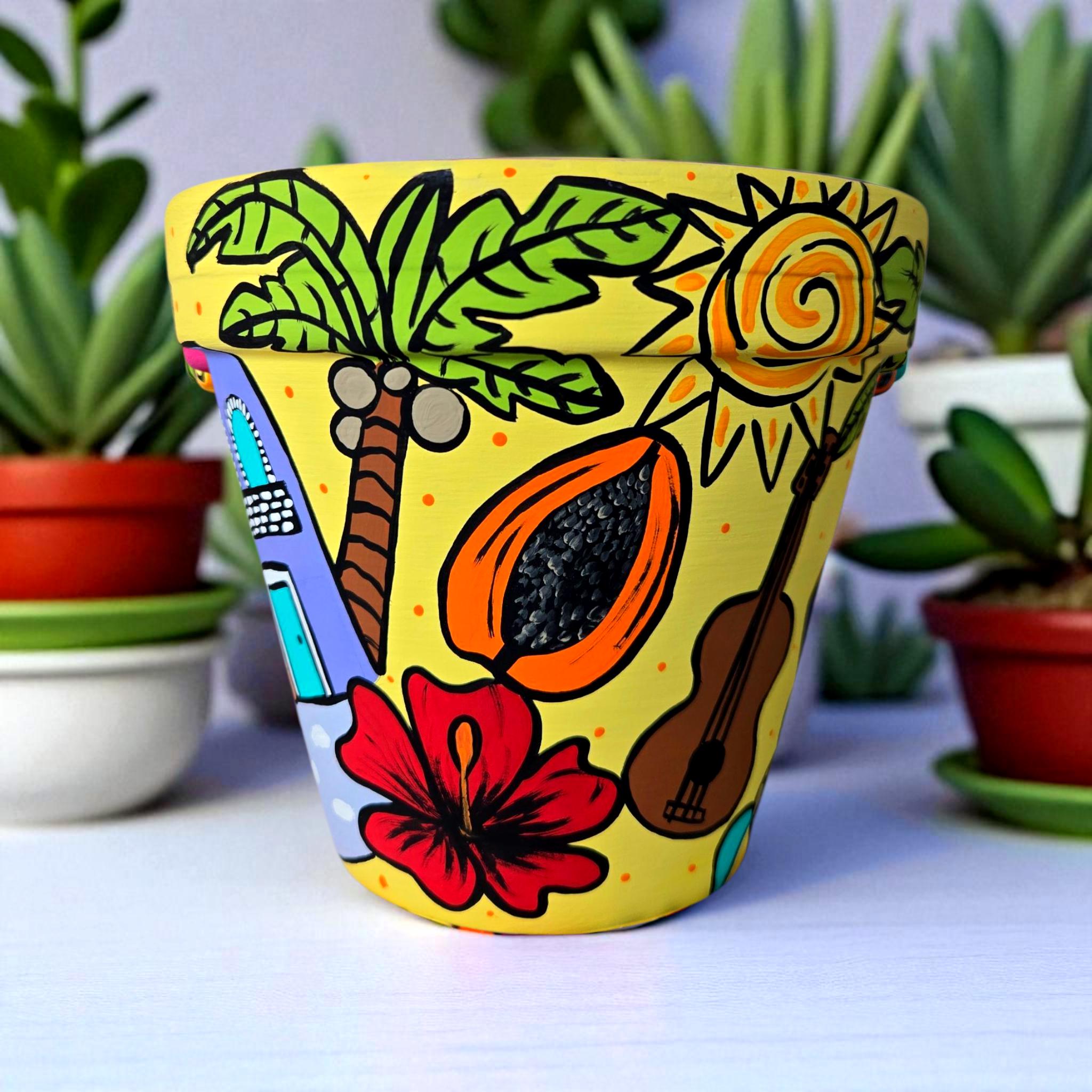 Hand-painted Puerto Rican Art, Caribbean Planter, Unique Home Decor - Etsy