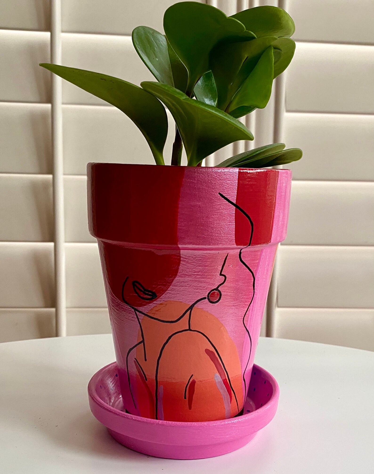 Pink Plant Pot Painted. Valentines gift. Orchid pot. Flower Etsy
