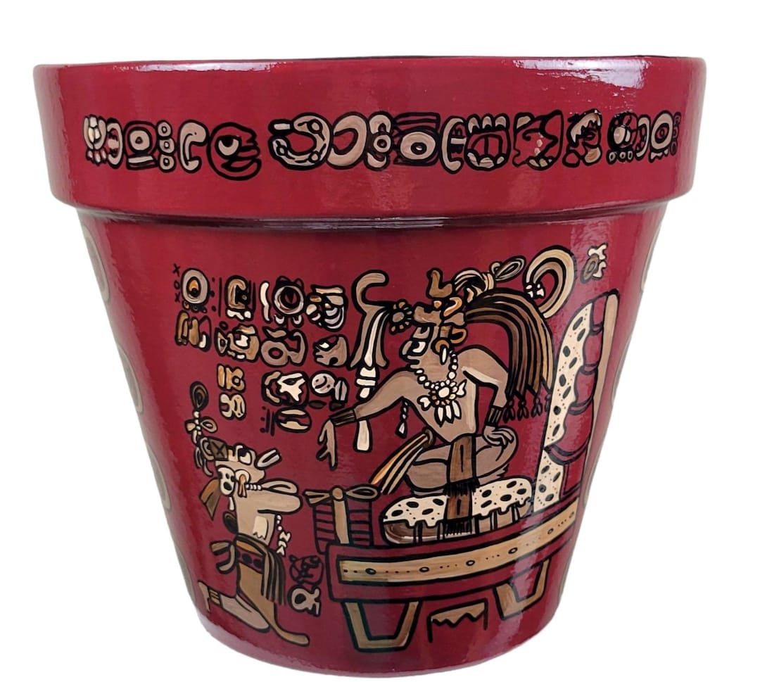 マヤの植木鉢。手描きのマヤ陶器。マヤの芸術 - Etsy 日本