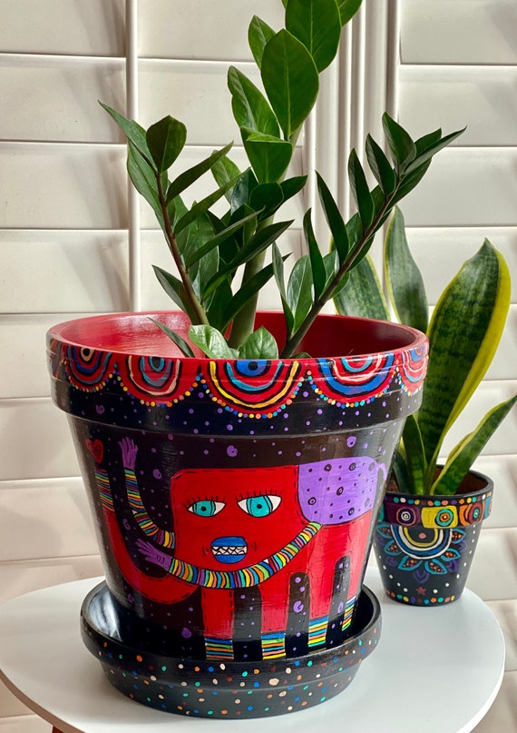 Elephant Plant Pot. Elephant planter. Abstract plant pot. Etsy