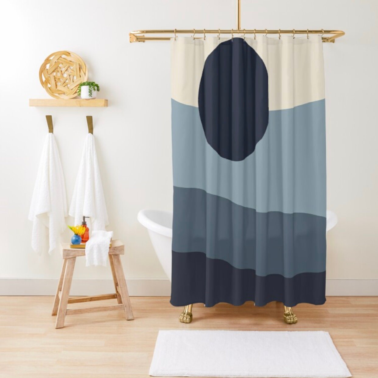Abstract Aesthetic Shower Curtain Minimalist Shower Curtain Etsy UK