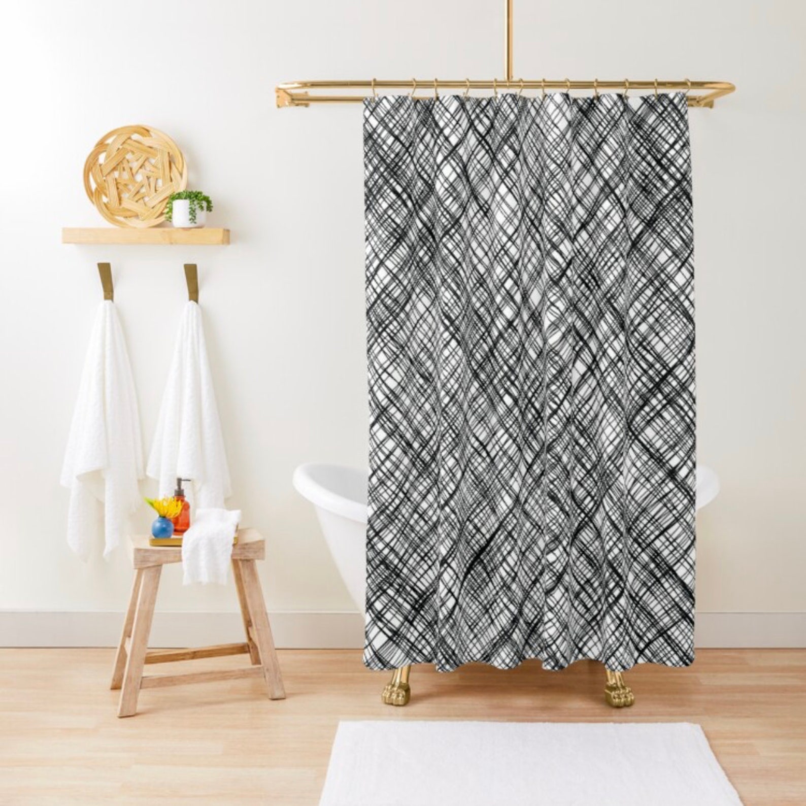 Black Grey Shower Curtain Minimalist Shower Curtain Machine Etsy UK