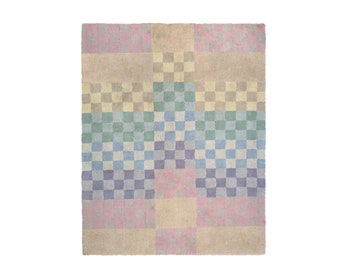 Tufting Teppich Pastell Wolle Schachbrett
