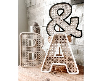 Custom Rattan Initial Letter Bohemian Wall Art Perfect for Nursery Decor & Wedding Unique Baby/Wedding Shower Gift