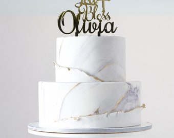Personalized Cross Cake Topper for Baptism Communion Confirmation God Bless Custom Name Topper Keepsake Acrylic or Wood