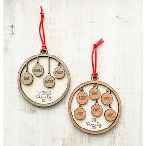 Our Family Ornament Wood Engraved Ornament | Grandchildren Ornament | Personalized Christmas Ornament