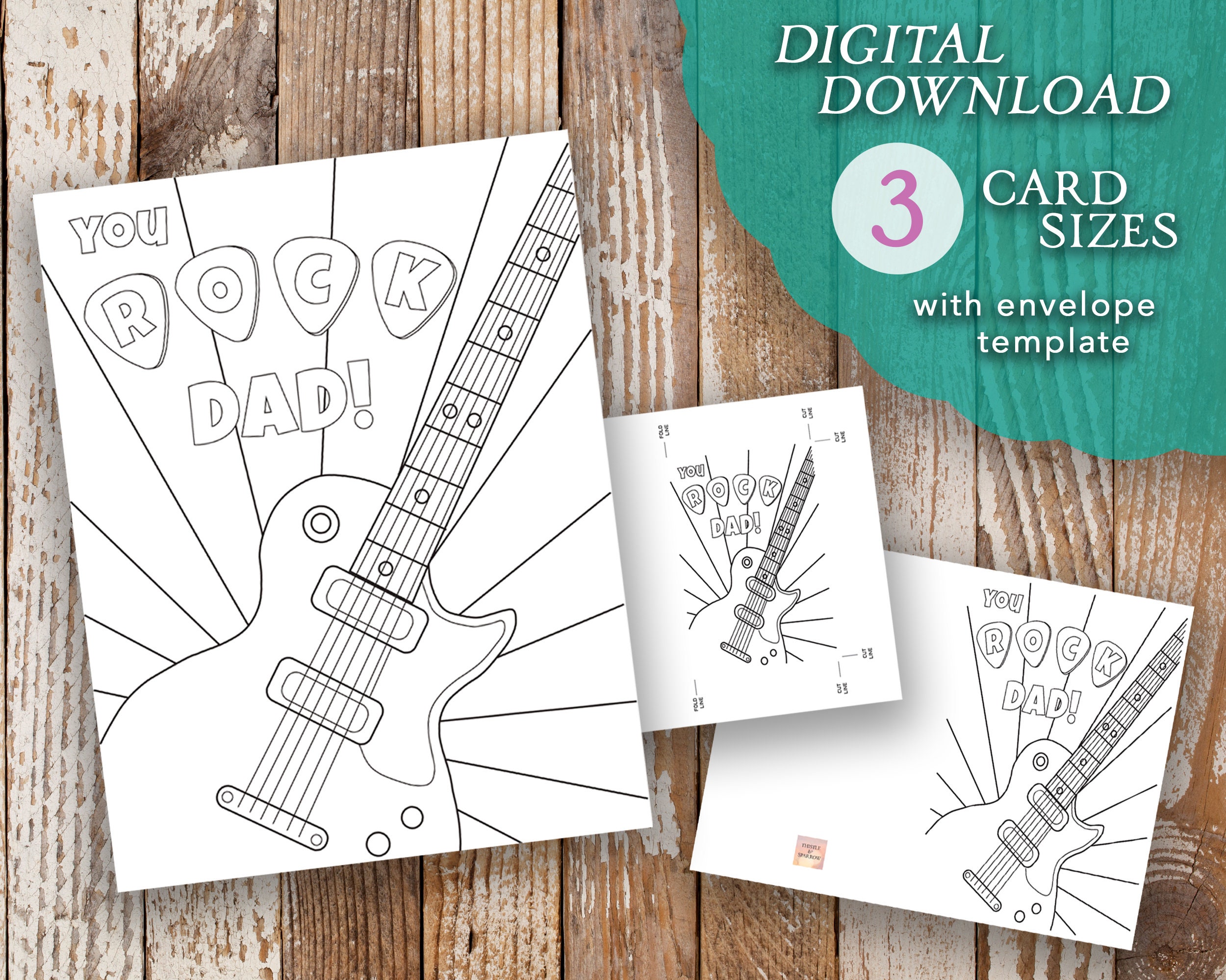 Guitar Father's Day Card - Father's Day Coloring Page - Coloring Page ...