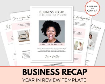 Year in Review Canva Template, Business Recap Highlights, End of Year Celebration, Goal tracker for Year in Review, Annual Report Template