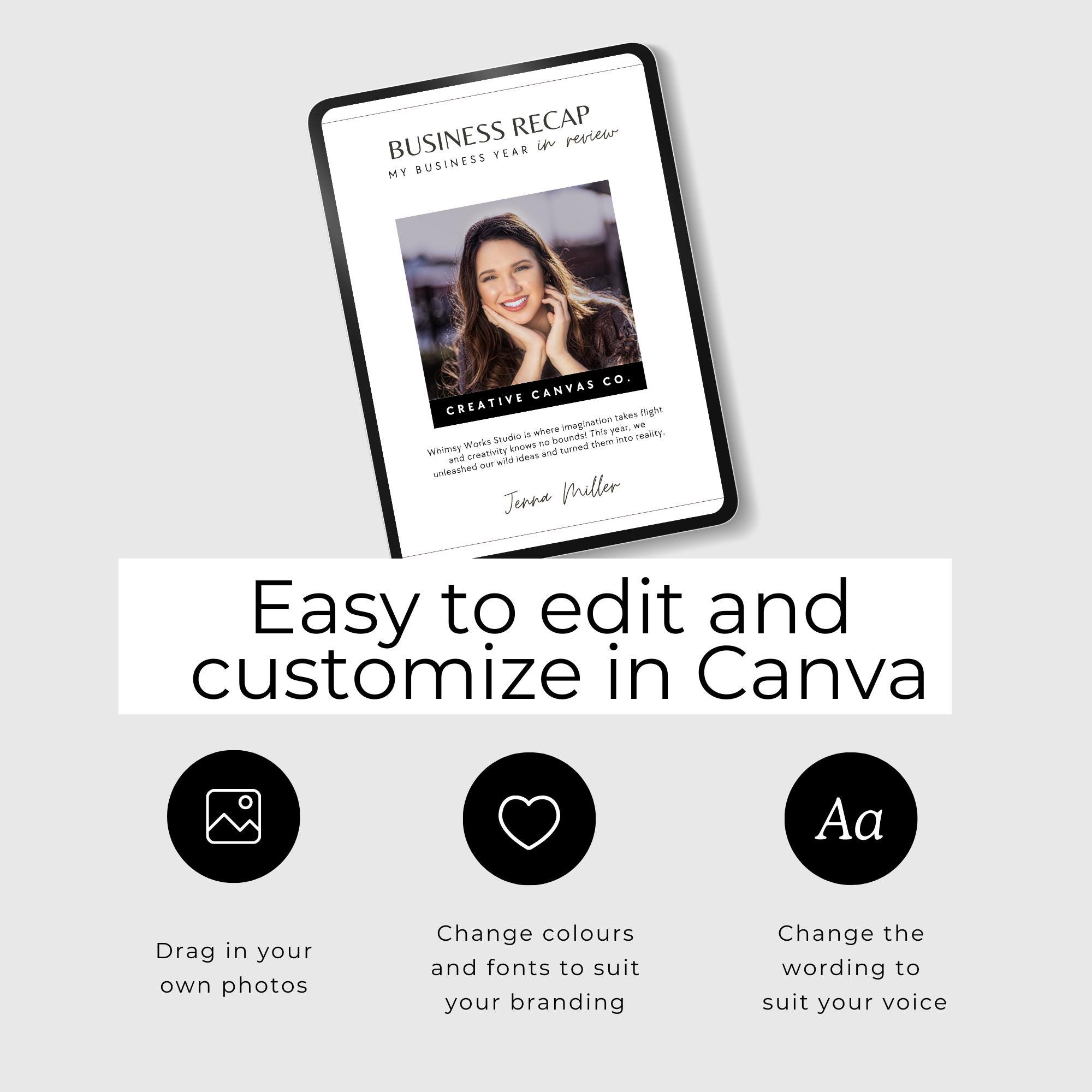 Year in Review Canva Template, Business Recap Highlights, End of Year