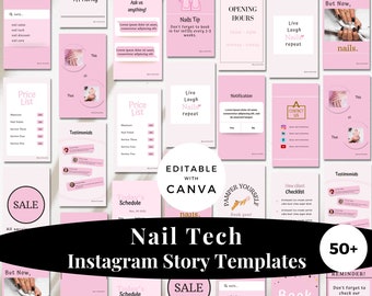 Instagram Story Templates for Nail tech, Nail technician, Social Media Managers and Beauty Salon, Canva Instagram Marketing Post templates