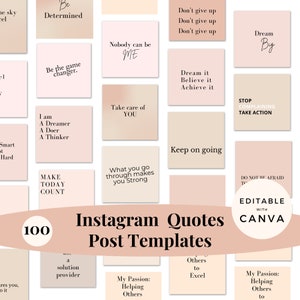 Editable Instagram Quotes, Engagement Instagram Post templates, Motivational Quotes, Inspirational Boss Babe quotes, Self Care quotes,