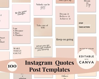 Editable Instagram Quotes, Engagement Instagram Post templates, Motivational Quotes, Inspirational Boss Babe quotes, Self Care quotes,