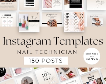 Brown and Black Nail Tech Instagram template, Luxury Nail technician Instagram stories, Highlight covers, Nail Flyers,  Nail Salon Post