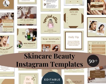Skincare Beauty Instagram Post templates, Beauty Social Media, Editable Instagram Post, Esthetician Instagram Story, Canva Template