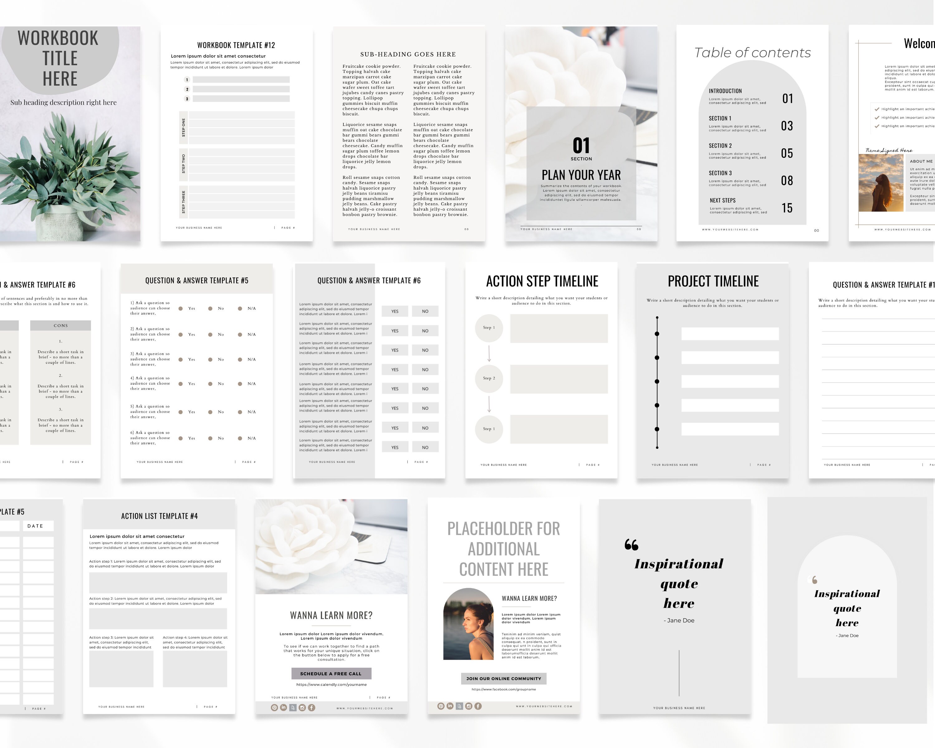 Minimalist Workbook Canva Template, Canva Worksheet Template, Canva Design Template, Online ...