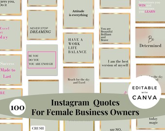 100 Green and Gold Instagram Quotes Templates for Female Entrepreneurs, Bloggers, Female Business Owners, Girl Boss, Boss Babe, CEO